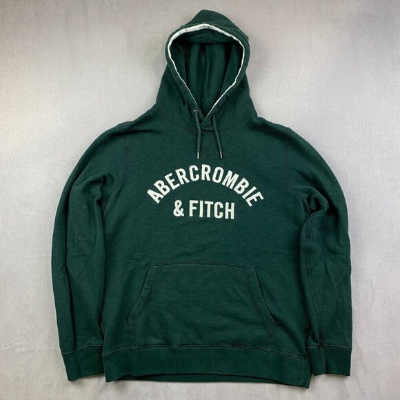 Vintage Abercrombie & Fitch Mens Sweater Medium Green Hoodie Long Sleeve Y2K - Picture 1 of 8